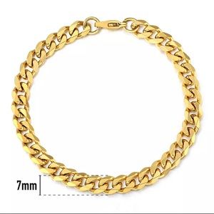 Mens or women stainless steel bracelet Cuba style 7mm